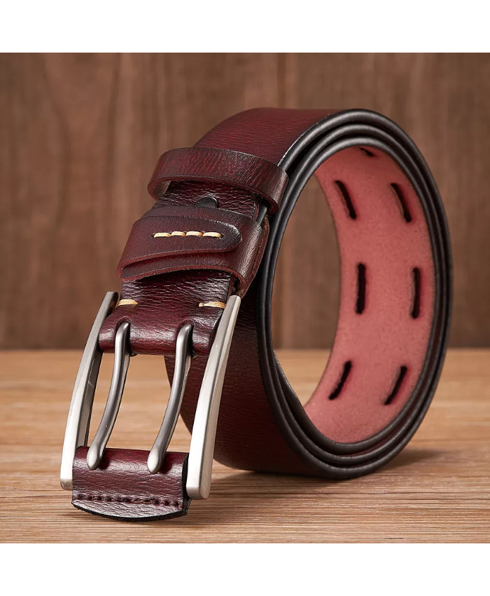 Men’s Genuine Leather Belt With Double Pin Buckle