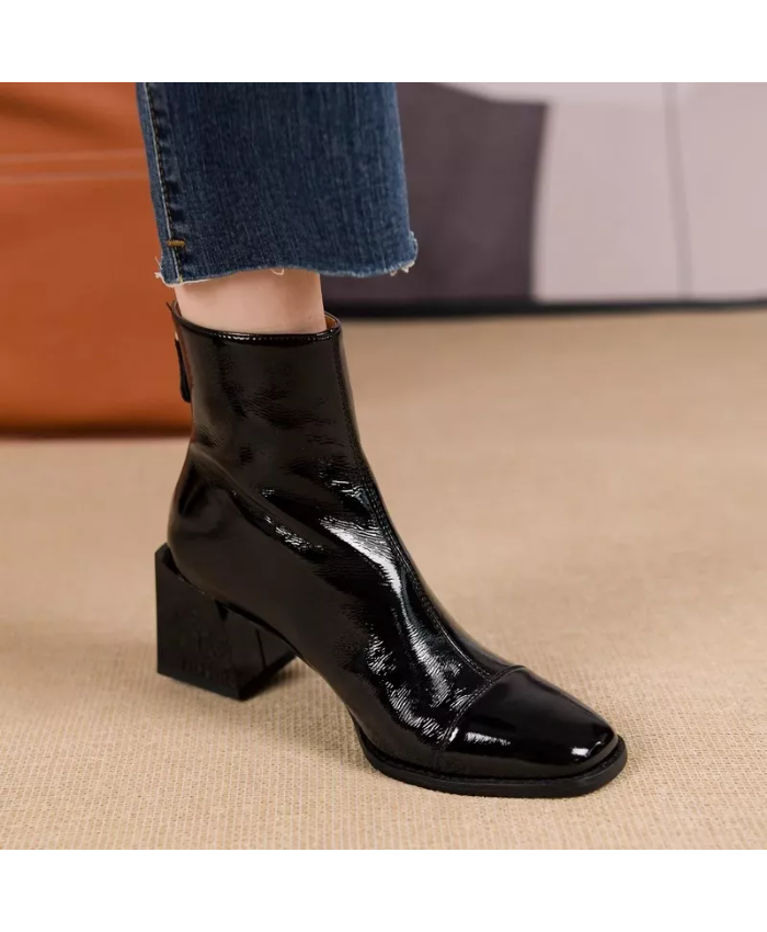 Vintage Chelsea Boots for Women – Square Toe Thick Heel Ankle Booties