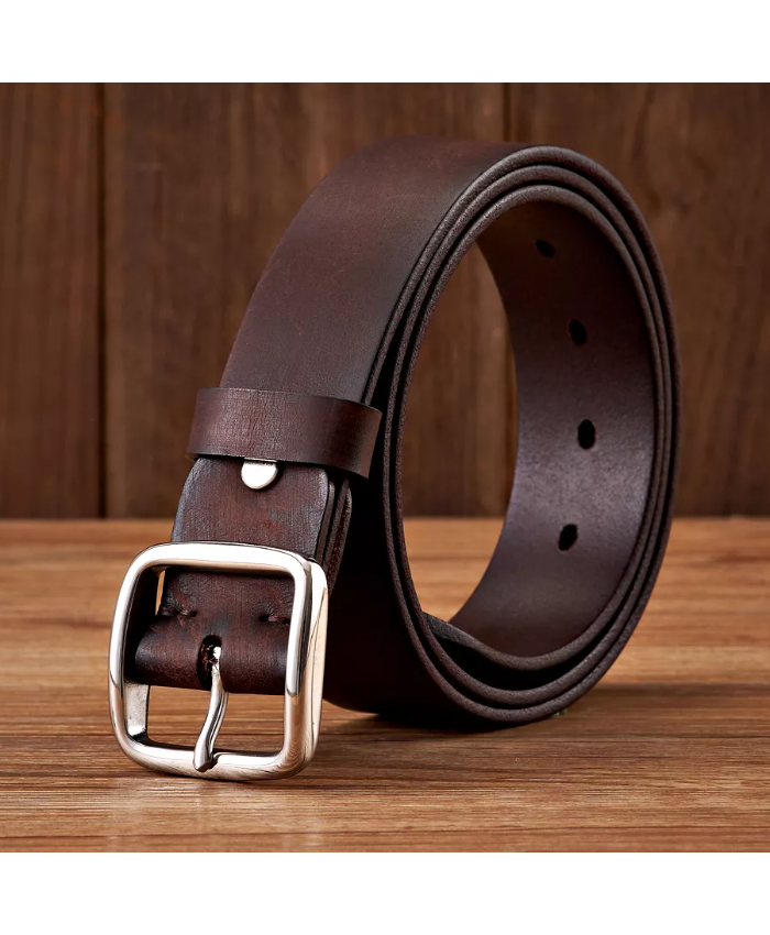 Men’s Genuine Leather Cowhide Belt With Stainless Steel Buckle