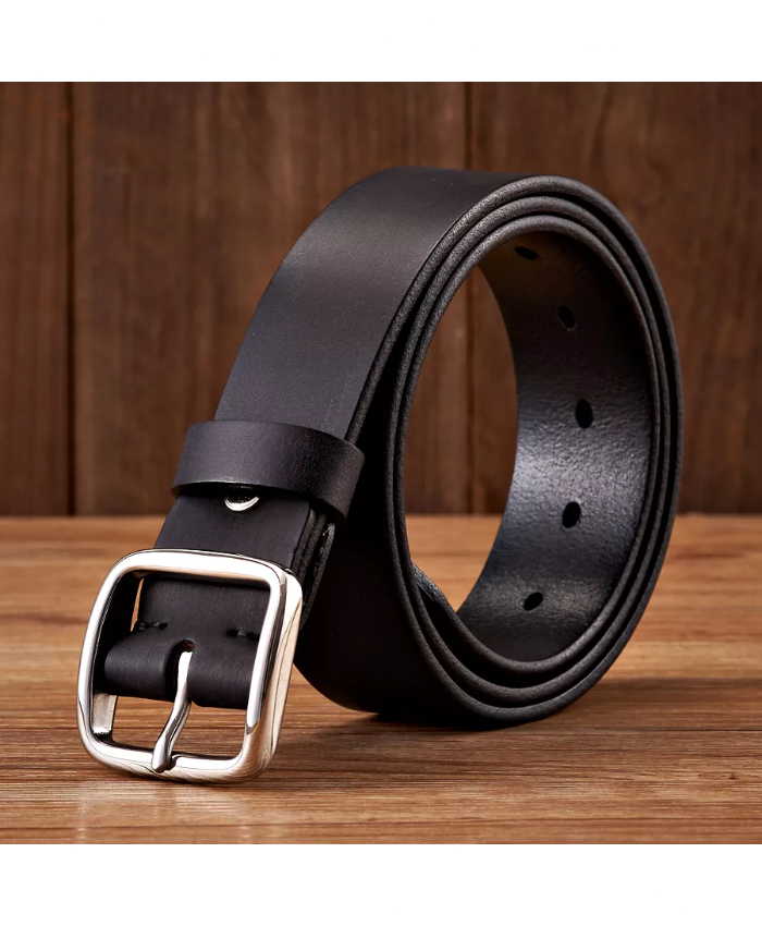 Men’s Genuine Leather Cowhide Belt With Stainless Steel Buckle