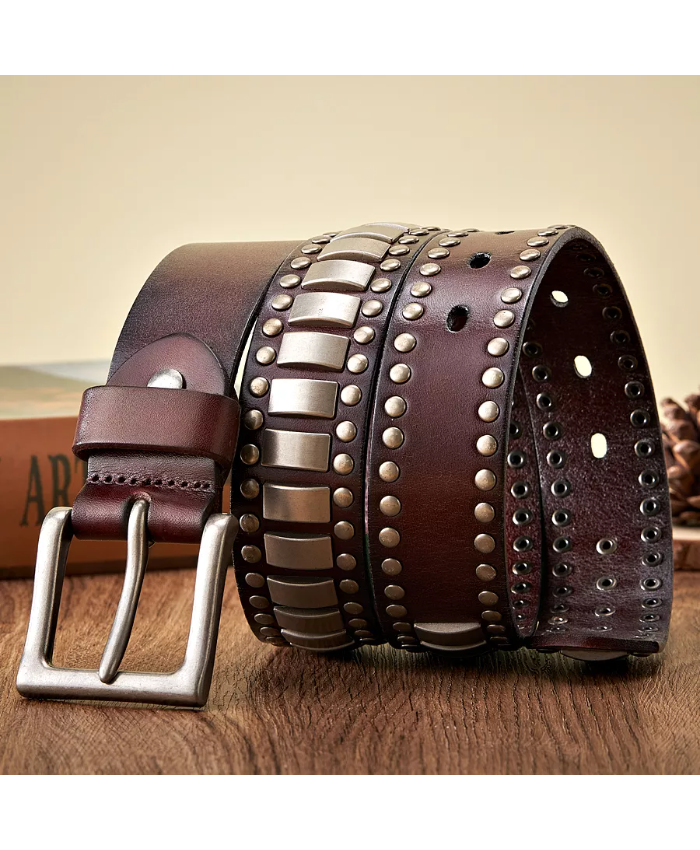 Men’s Genuine Leather Belt with Metal Pin Buckle