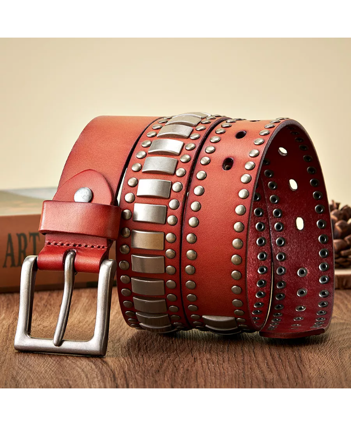 Men’s Genuine Leather Belt with Metal Pin Buckle