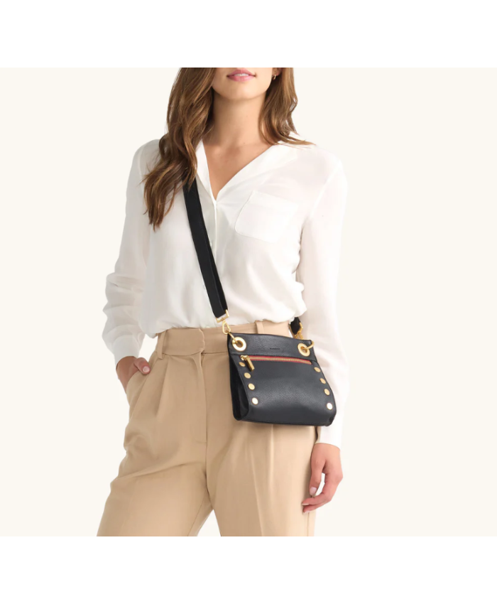 Tony sml Black/Brushed Gold Red Zip