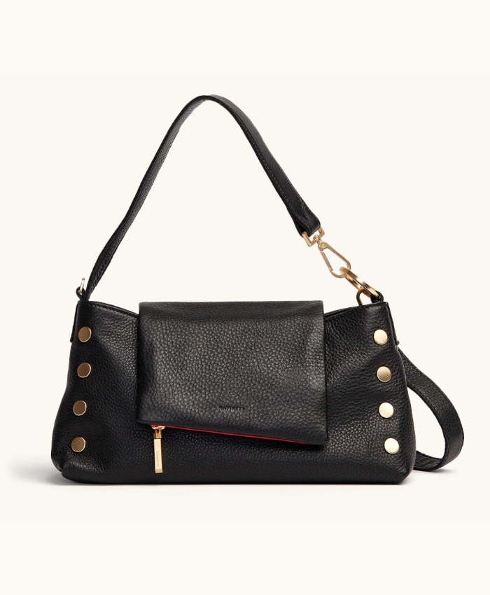 VIP Satchel Black/Brushed Gold Red Zip