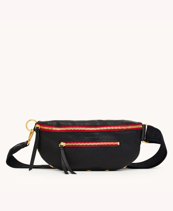 Charles Crossbody med Black/Brushed Gold Red Zip