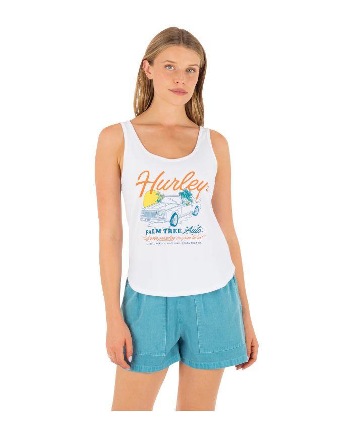 Palm Tree Auto Scoop Hem Tank