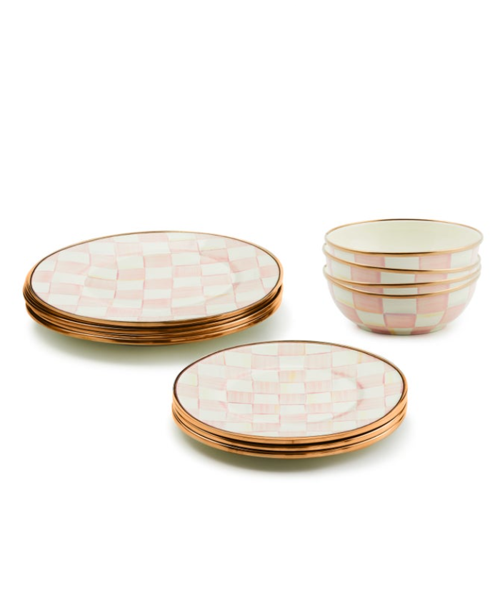 Rosy Check Dinnerware 12pc Complete Set