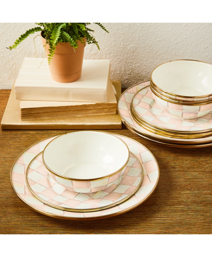 Rosy Check Dinnerware 12pc Complete Set