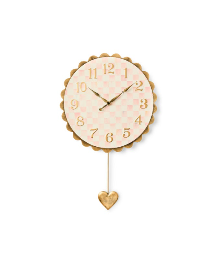 Rosy Check Heart Pendant Clock