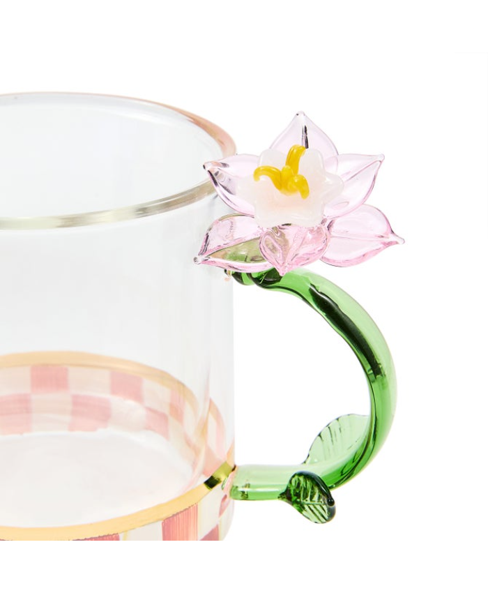 Rosy Check Flower Glass Mug