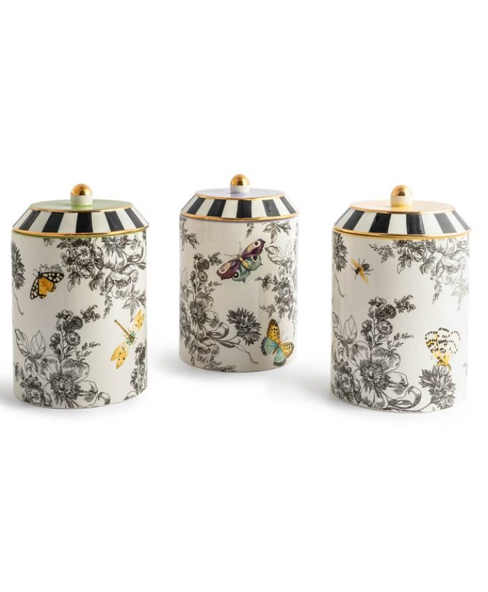 Butterfly Toile Canisters, Set of 3