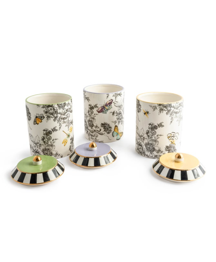 Butterfly Toile Canisters, Set of 3