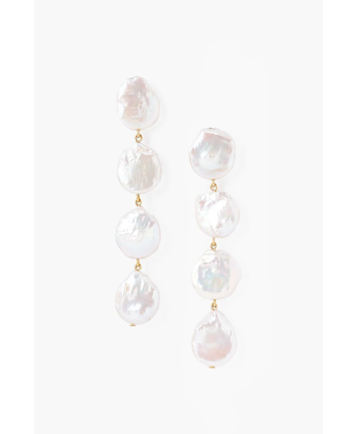 Four Tiered White Keshi Pearl Earrings