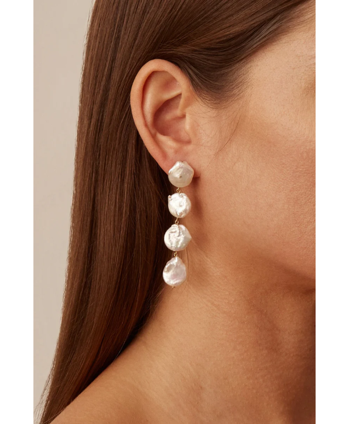 Four Tiered White Keshi Pearl Earrings