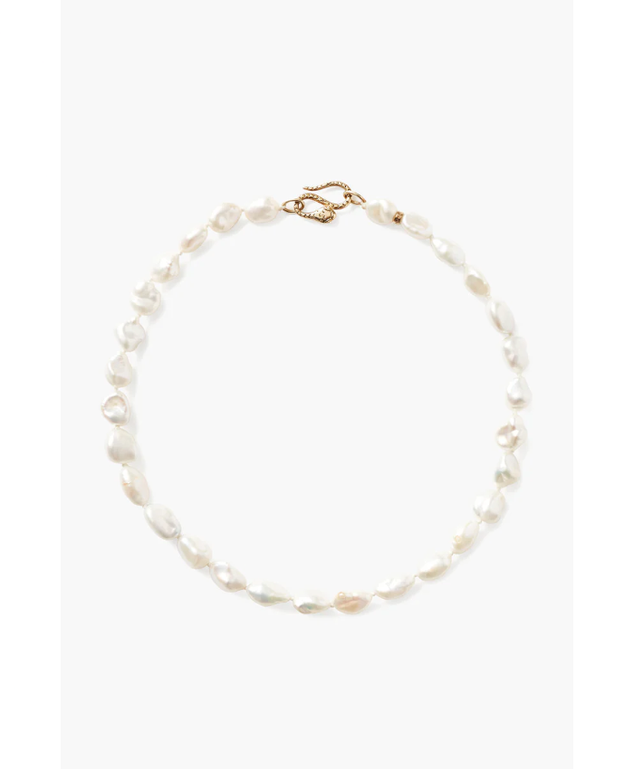 Keshi Pearl Cobra Necklace White