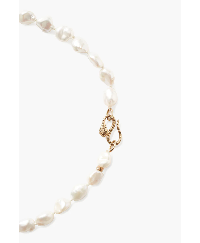 Keshi Pearl Cobra Necklace White