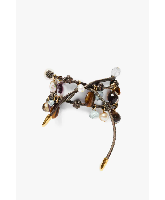 Lea Leather Three Wrap Bracelet Natural