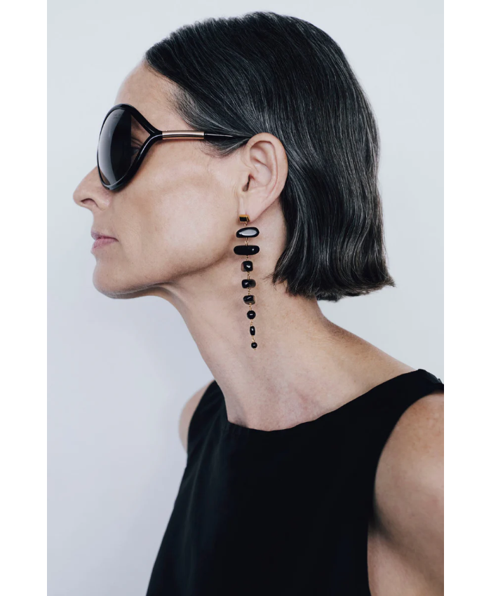 Mizumi Earrings Black Obsidian