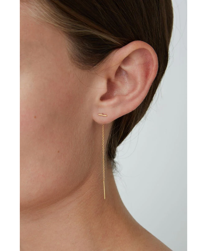 Gold Bar Chain Thread Earrings