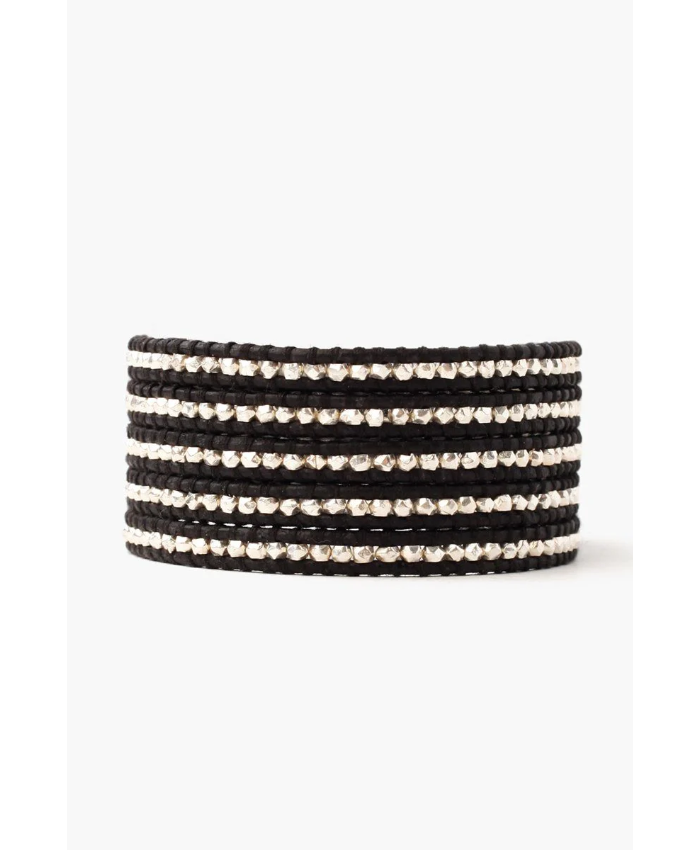 Sterling Silver Wrap Bracelet Black
