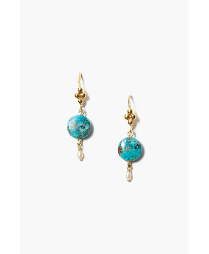 Turquoise And Pearl Drop Earrings