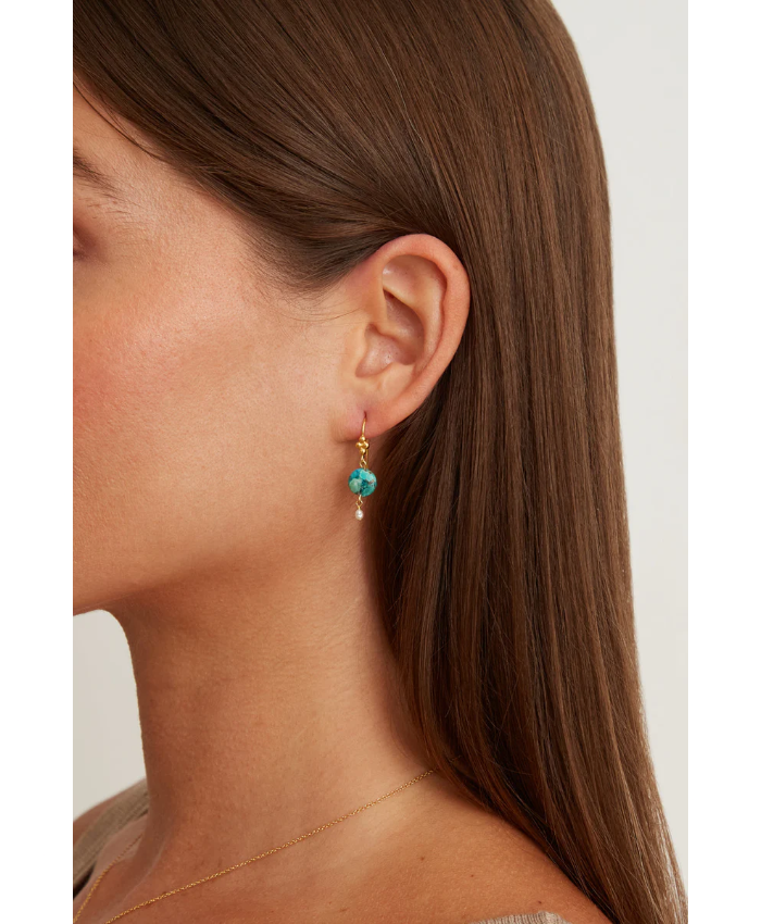 Turquoise and Pearl Drop Earrings