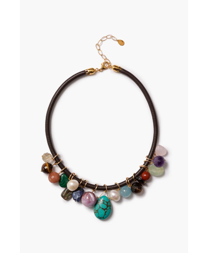Lea Leather Collar Necklace Multi