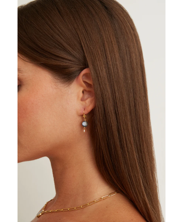 Kyanite And Pearl Drop Earrings