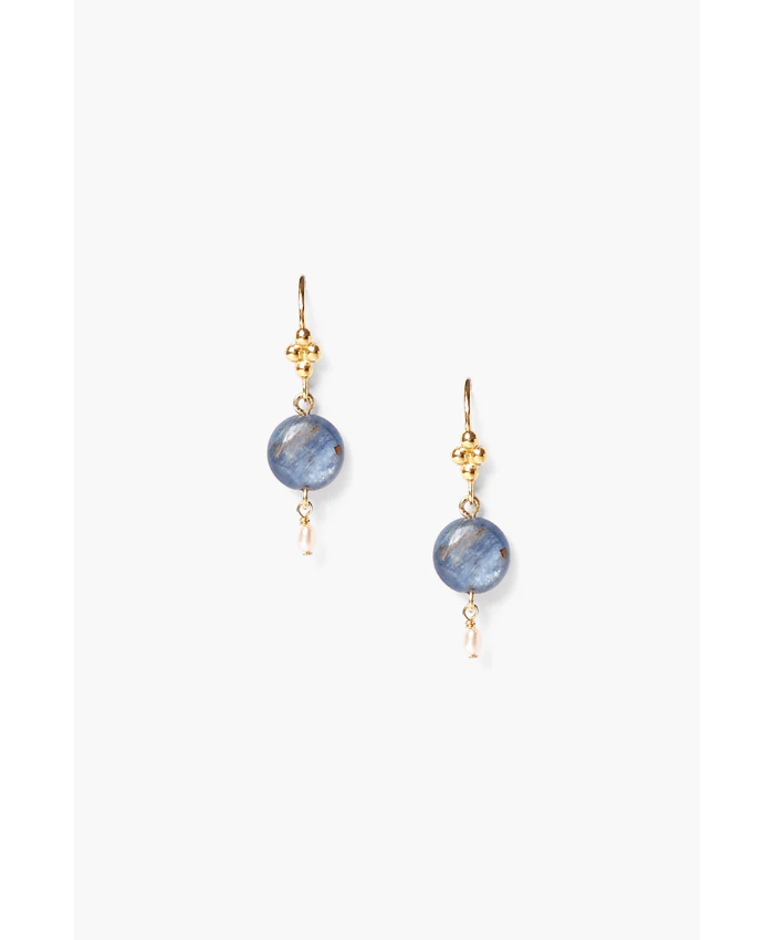 Kyanite And Pearl Drop Earrings