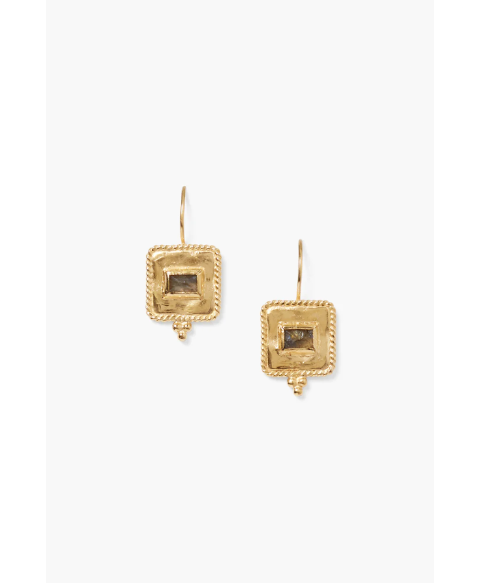 Pilar Earrings Gold Labradorite