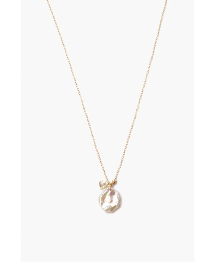 14k Keshi Pearl And Sliced Champagne Diamond Necklace