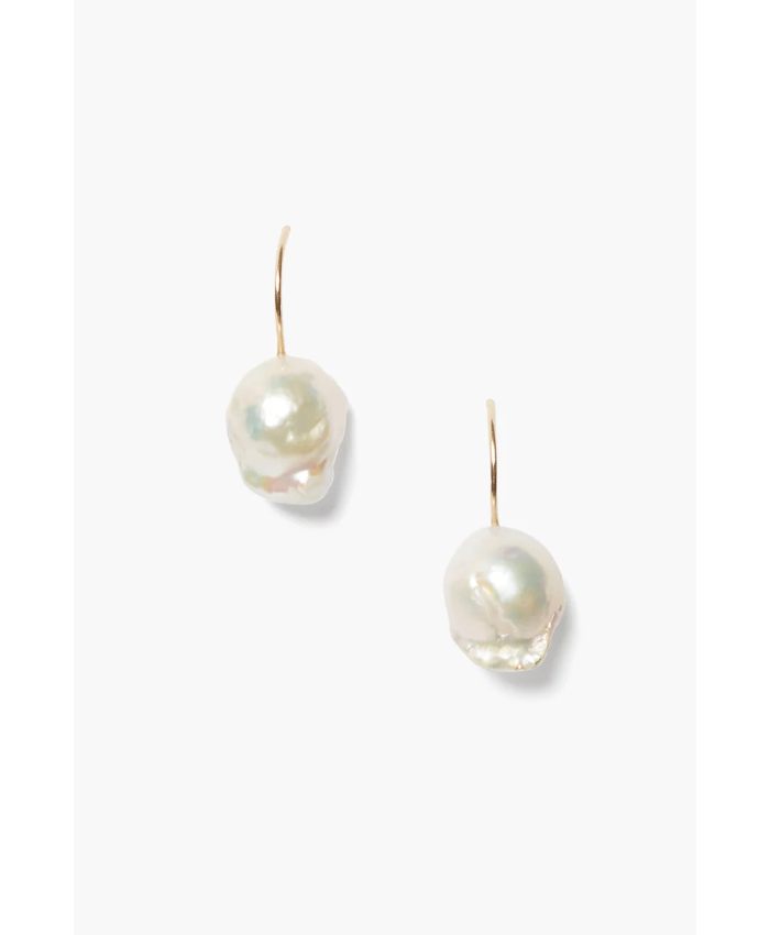 14k Baroque Earrings White Pearl