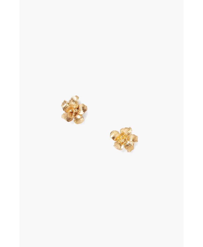 Gold Hibiscus Stud Earrings