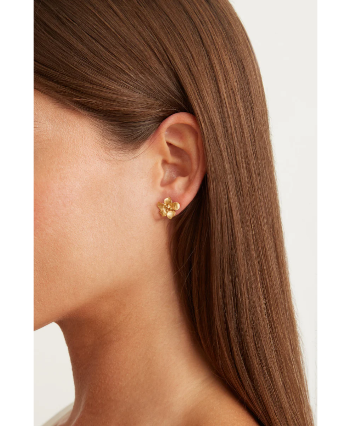 Gold Hibiscus Stud Earrings