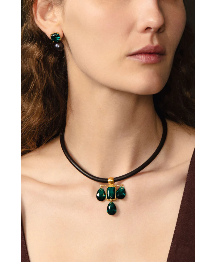 Josephine Earrings Emerald Crystal