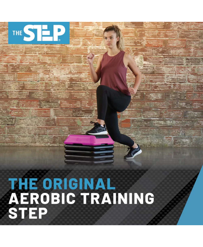 The Step Adjustable High Step Aerobic Platform With 4 Risers - Made In The USA - Pink