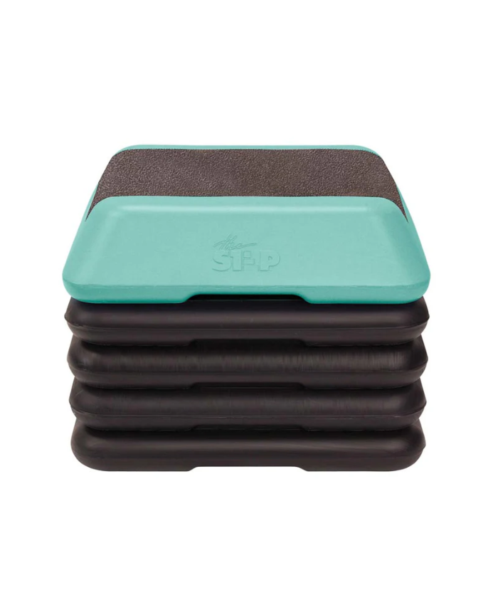 The Step Adjustable High Step Aerobic Platform With 4 Risers - Made In The USA - Teal