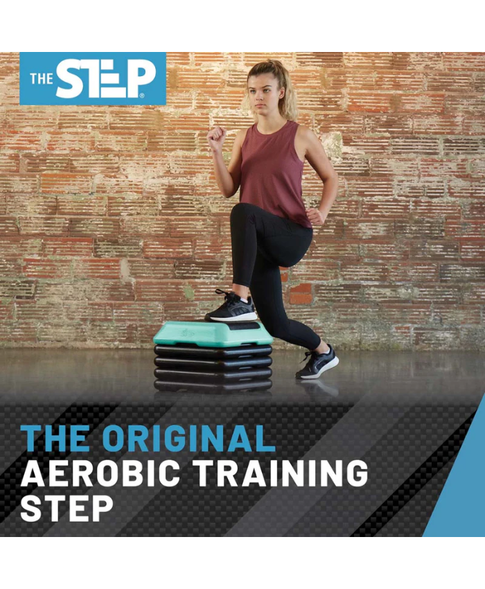 The Step Adjustable High Step Aerobic Platform with 4 Risers - Made in the USA - Teal