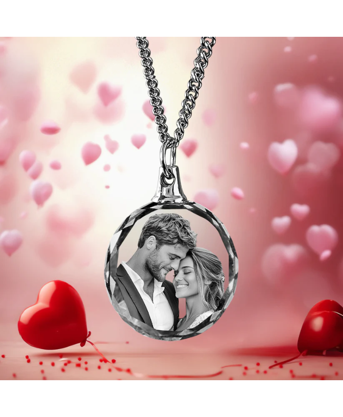3D Crystal Round Necklace-Custom Gift For Women,Men - Valentine's Day