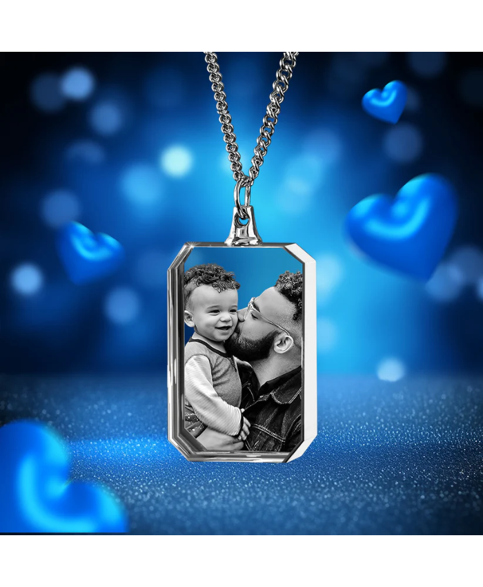 3D Crystal Square Necklace – Father's Day Gift