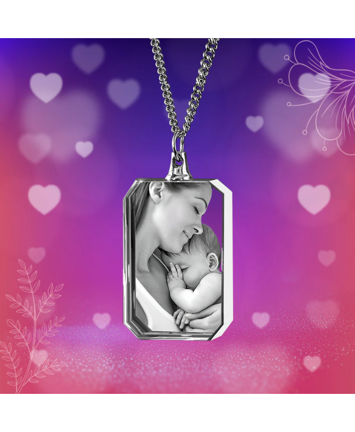 3D Crystal Square Necklace – Mother's Gift For Women, Men
