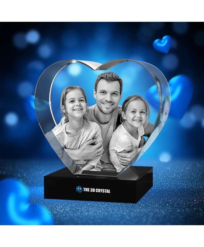 3D Crystal Heart Father's Day Gift