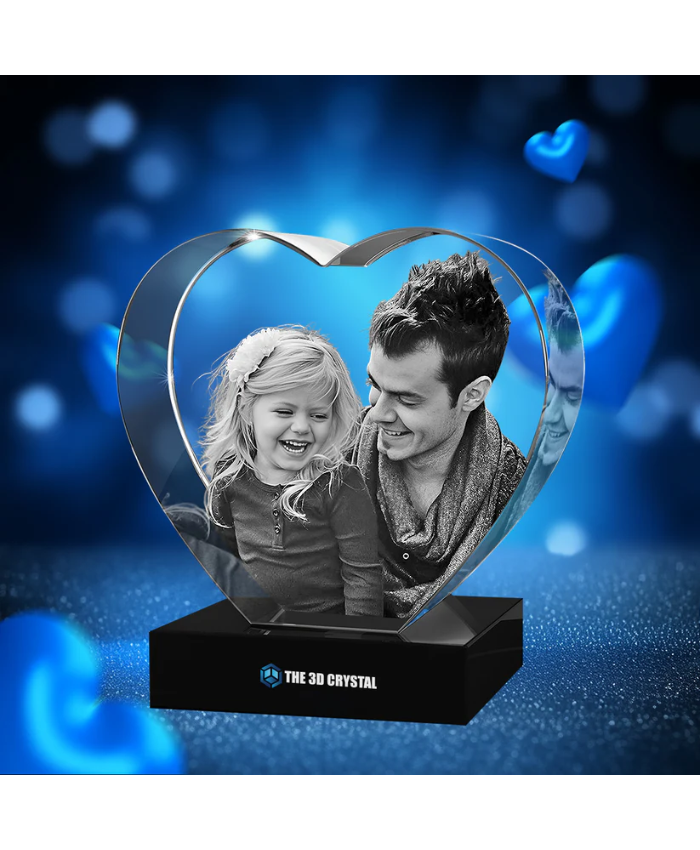 3D Crystal Heart Father's Day Gift
