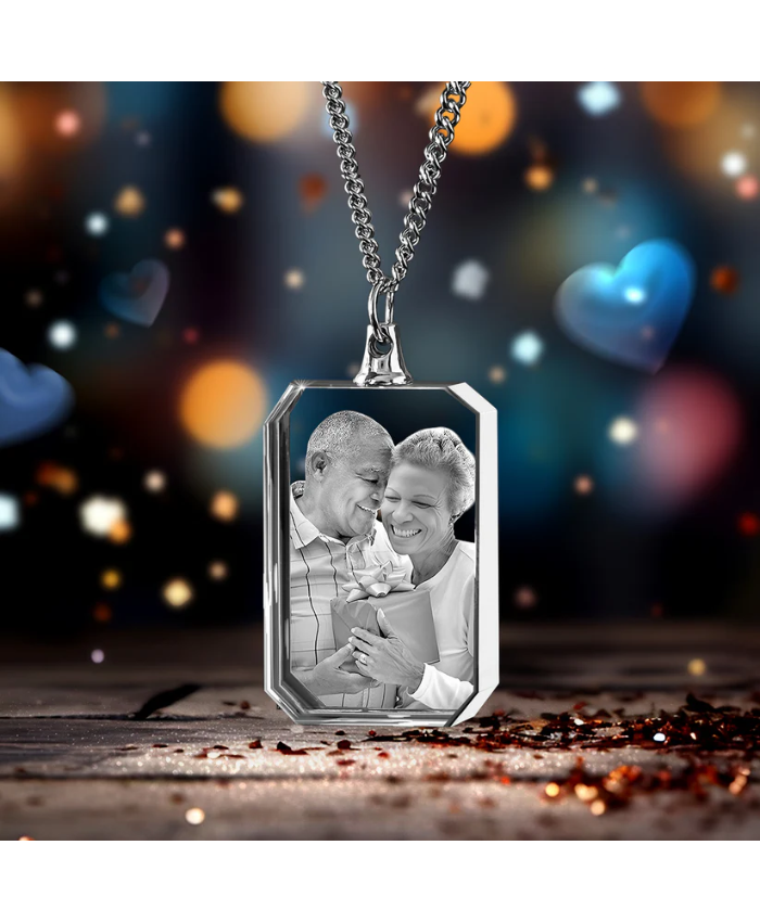 Anniversary Day Square-Shaped 3D Crystal Necklace
