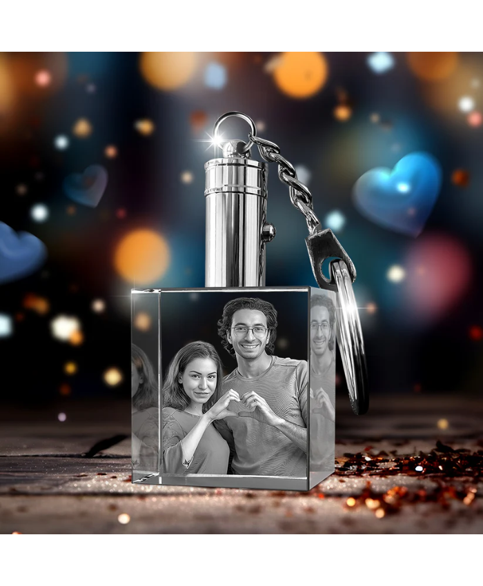 Anniversary Day Custom 3D Crystal Photo Keychain