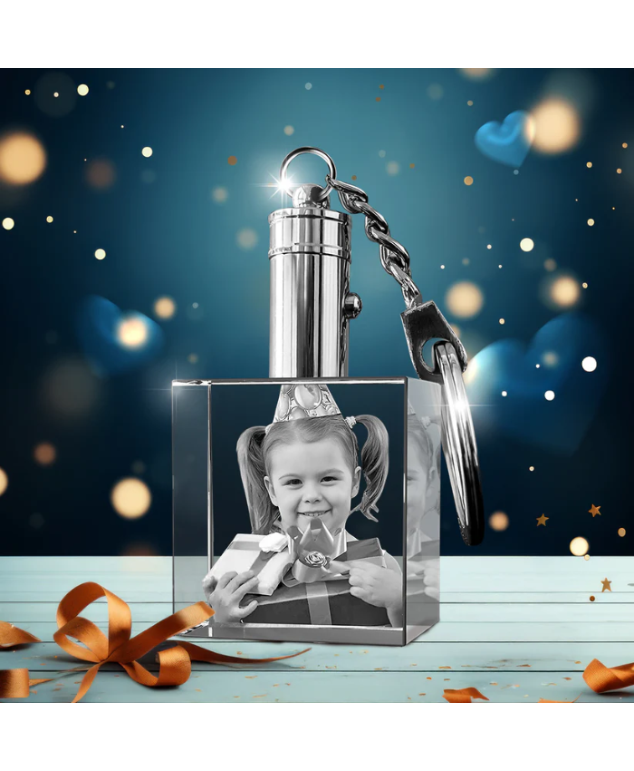 Birthday's 3D Crystal Photo Keychain
