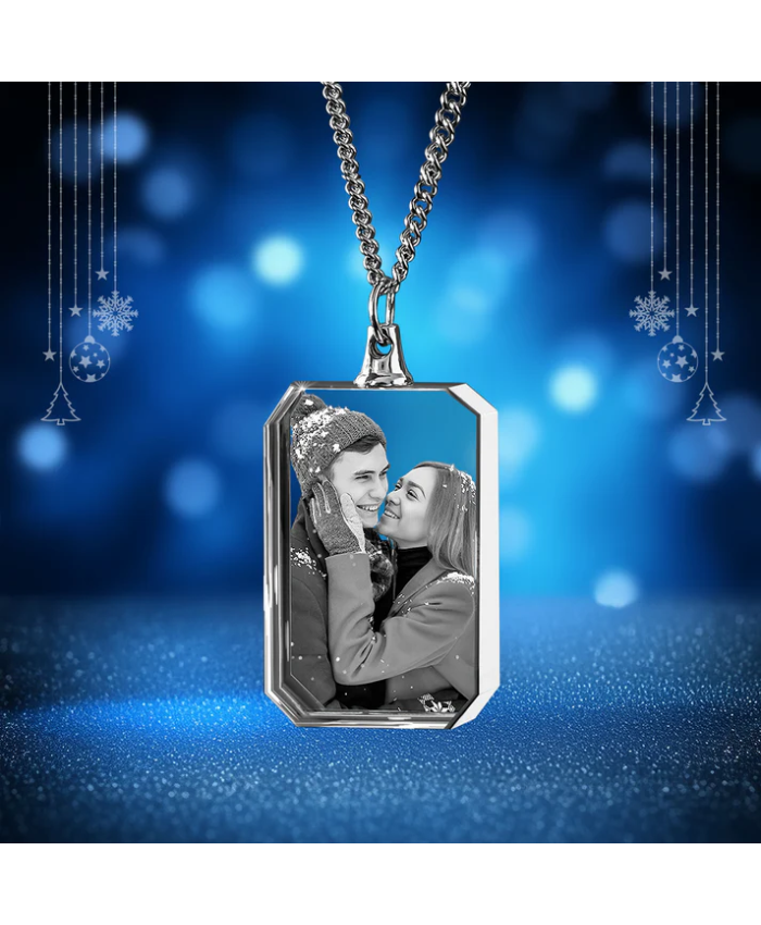 Christmas Day Square-Shaped 3D Crystal Necklace