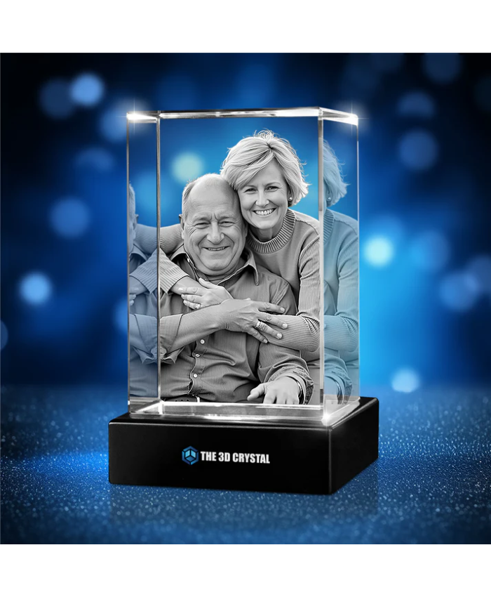Custom 3D Crystal Cube Photo Frame with LED Lights – Heritage Series