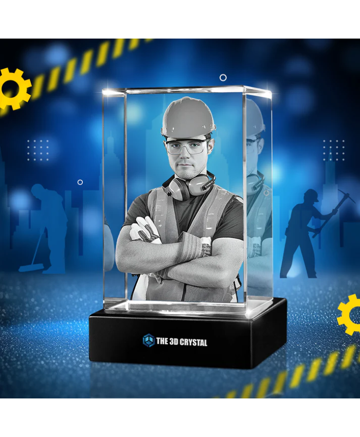 Custom 3D Crystal Cube Photo Frame With LED Lights – Labour Day Gift