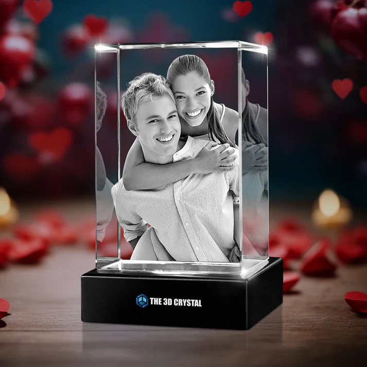 Custom 3D Crystal Cube Photo Frame With LED Lights – Love Series